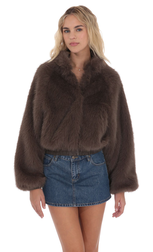 faux fur bomber jacket