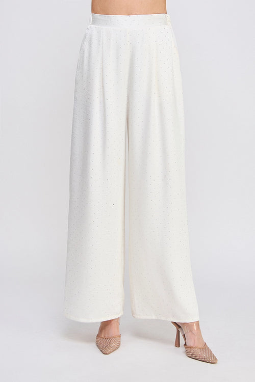 Embellished Satin Wide leg pants
