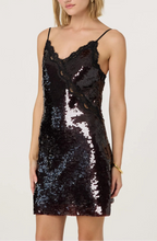 lexy lace trim sequin mini dress