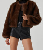 ASTR DOXEY FAUX FUR CROPPED JACKET