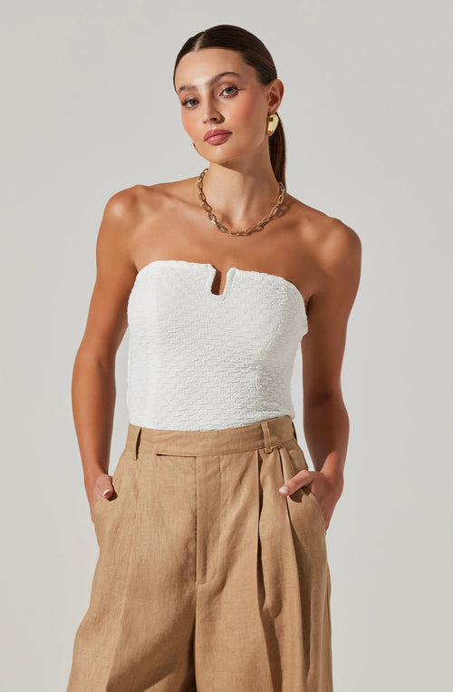 ASTR Kenya Textured Strapless Top