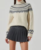 ASTR Leka Fair Isle Turtleneck Sweater