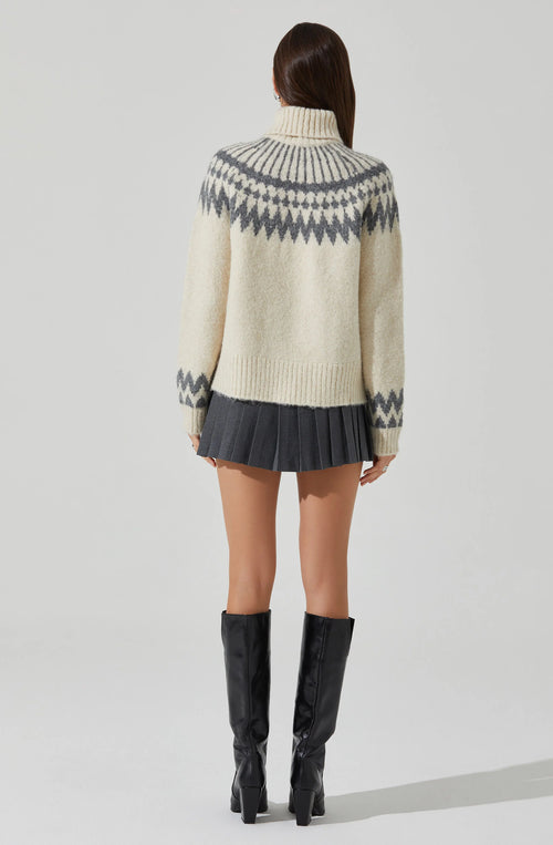 ASTR Leka Fair Isle Turtleneck Sweater