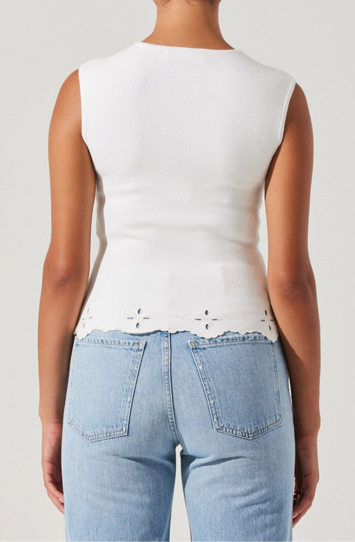 Ellamay Embroidered Trim Sweater Top