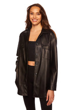 Susana Monaco Faux Leather Shirt Jacket