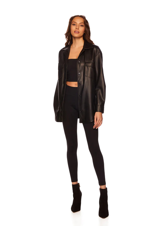 Susana Monaco Faux Leather Shirt Jacket