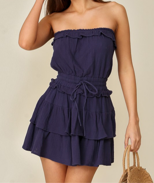 Timing Navy Ruffle Dress