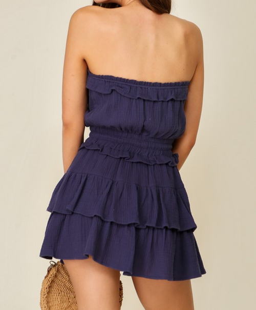 Timing Navy Ruffle Dress