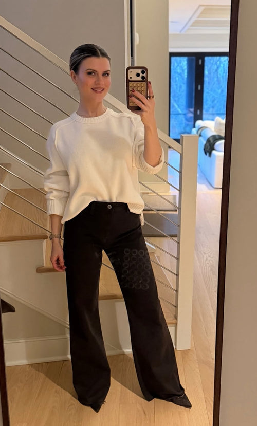 Fp White Cable Trim Sweater