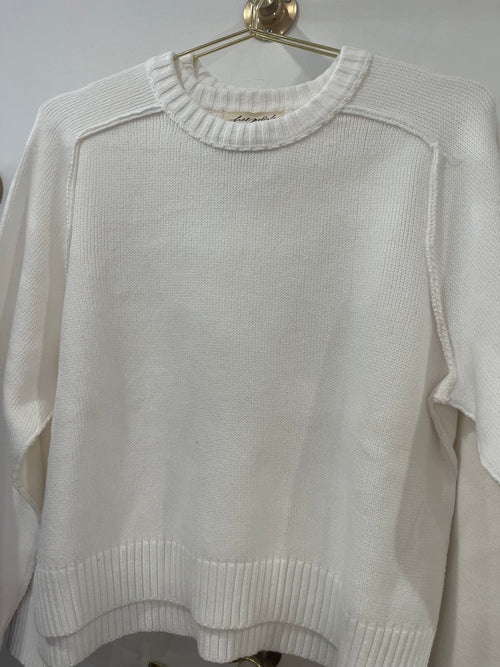 Fp White Cable Trim Sweater