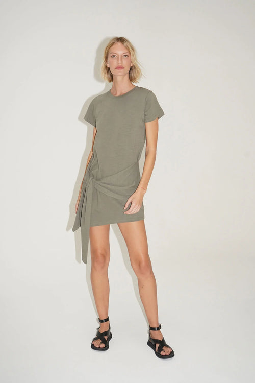 LNA Charlie Cotton Tie Waist Dress