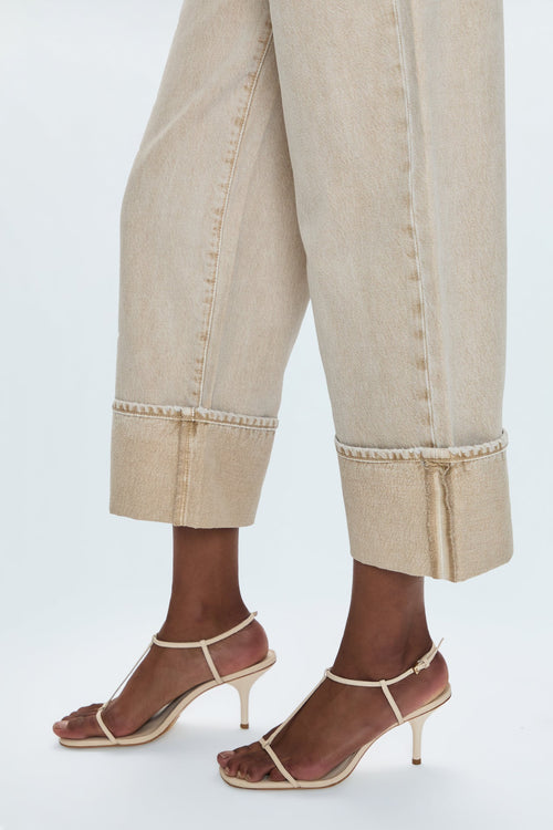 Pistola Ryder High Rise Cuffed Jean - Oat